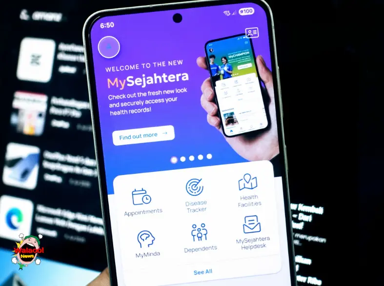 MySejahtera首页显示疫苗预约选项，用户可在线申请儿童接种