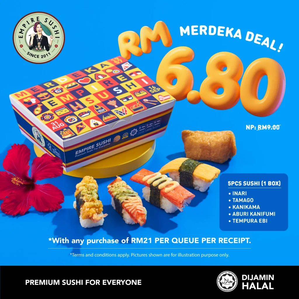 Empire Sushi Merdeka 优惠，寿司套餐仅 RM6.80，限购需满 RM21 消费