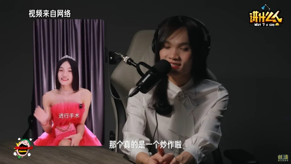 Youtube视频截图，显示白蒽在低清节目中回应旧片段承认变性手术只是炒作