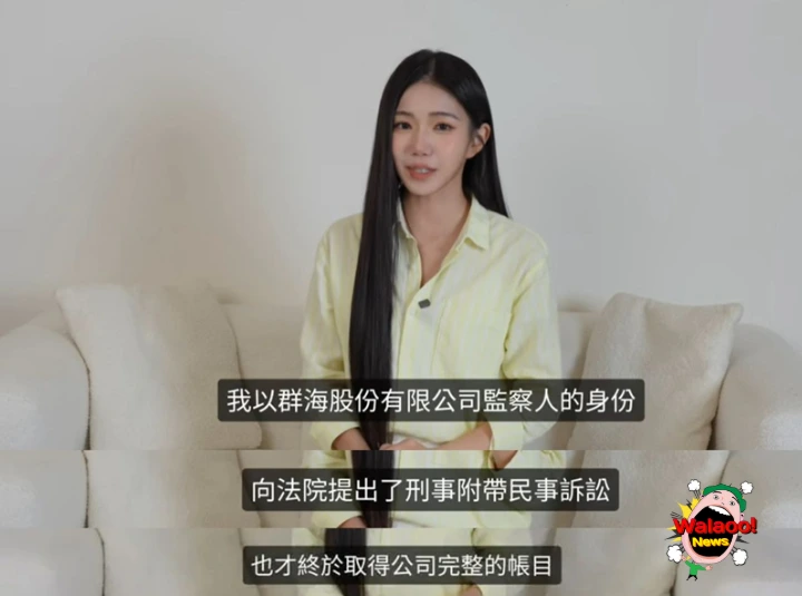 YouTube视频截图，显示家宁以监察人身份说明，提起刑事附带民事诉讼后取得公司账目