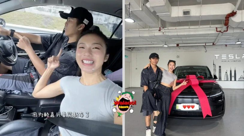 K佬与女友拍Vlog记录买Tesla新车，从驾驶到拿车全程满脸喜悦