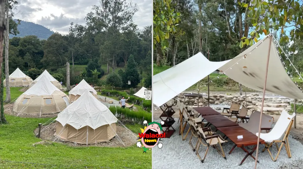 Go Glamping 文冬营地，白色圆顶帐篷与户外天幕长桌