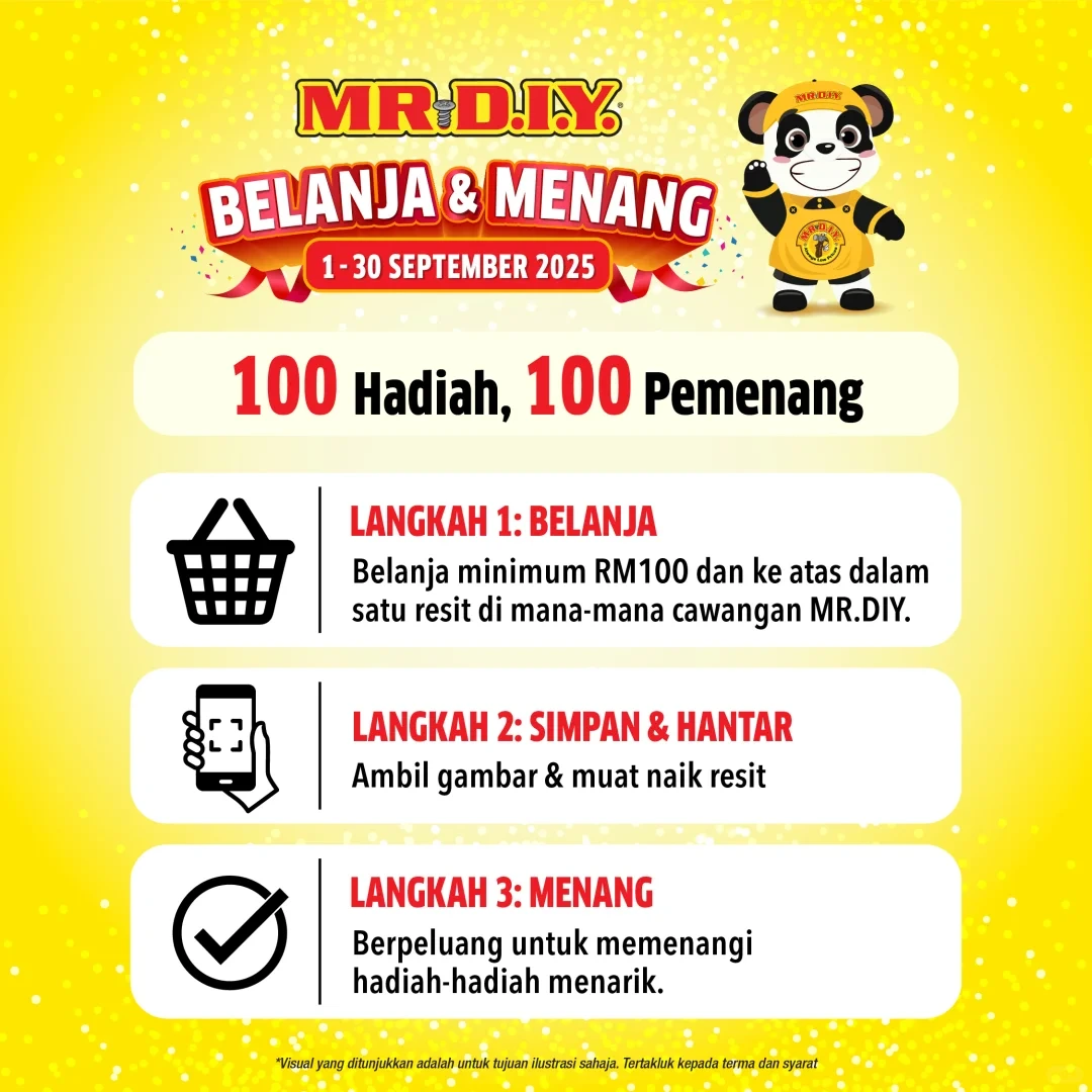 MR D.I.Y. 9月Belanja & Menang活动，消费满RM100上传收据即可赢取丰富奖品